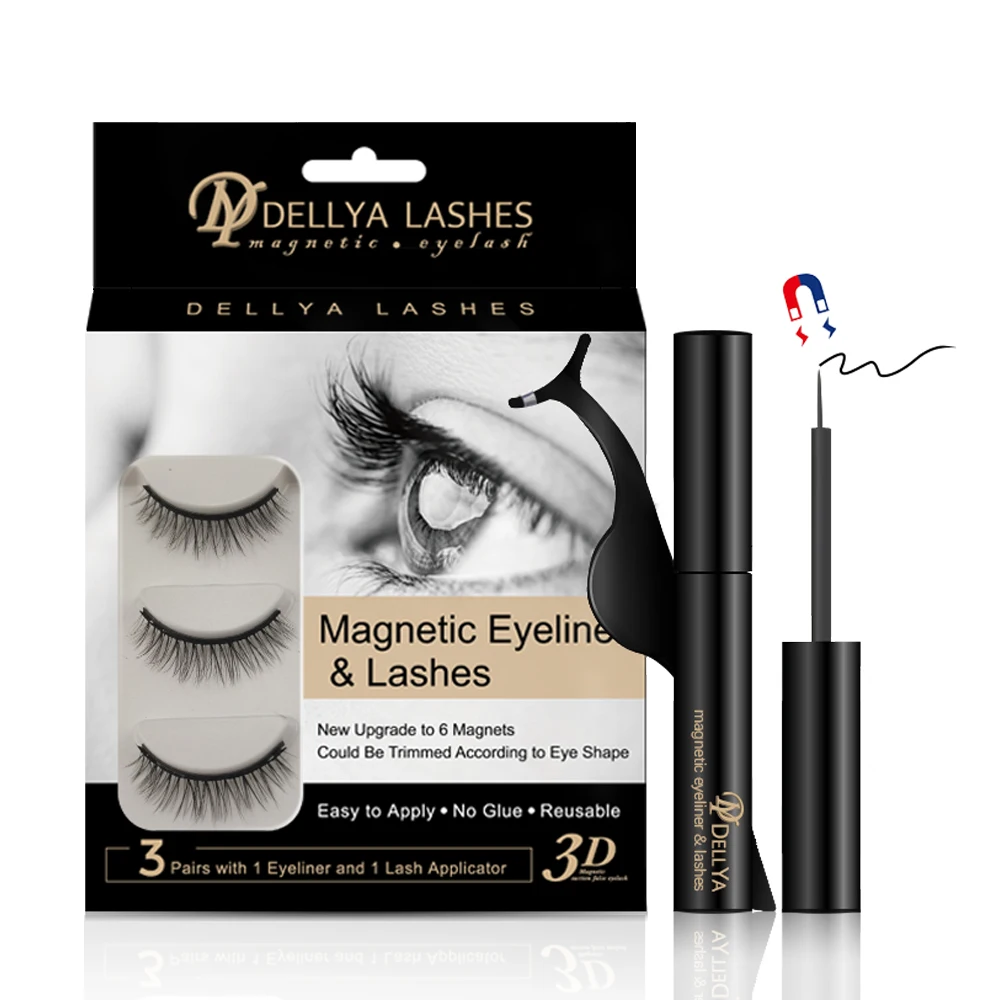 
3d natural eyelashes magnetic box magnetic eyelashes with liner lashes set 5 magnet faux mink lashes cruelty free 