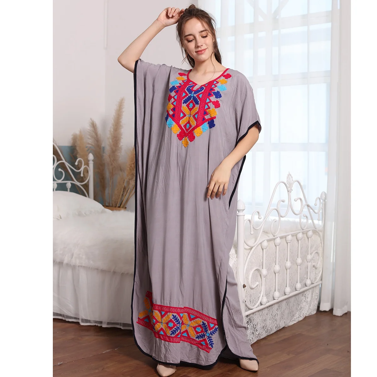
Wholesale muslim embroidery dress factory Customization dubai islamic clothing 