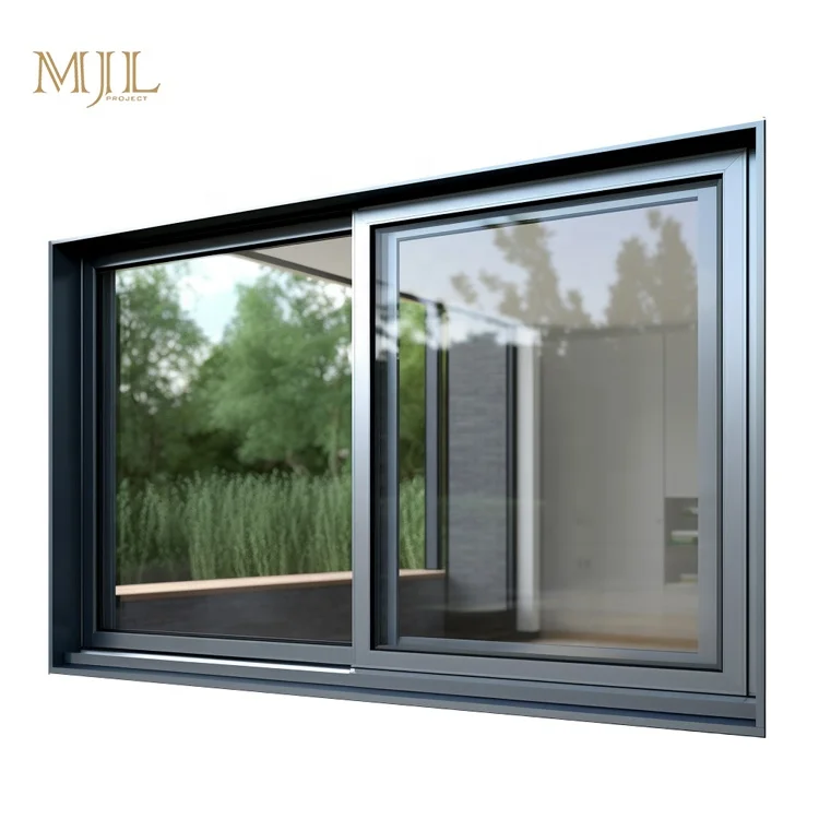 MJL latest simple design aluminium window 2 track resistant heat insulated sliding glass windows