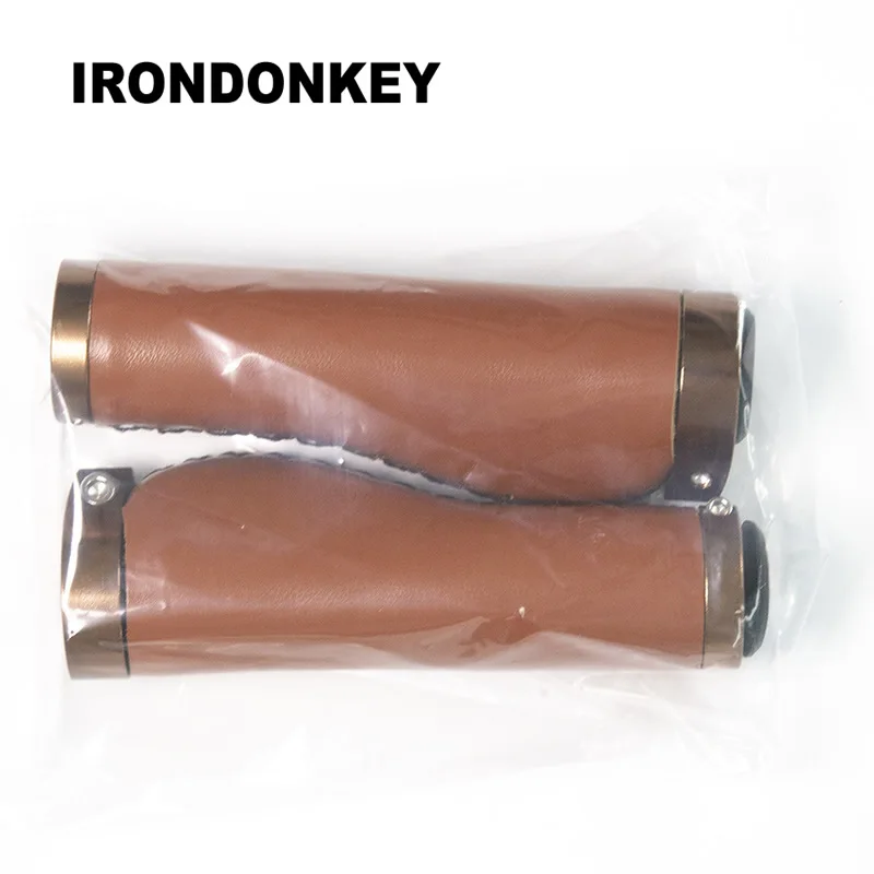 IRONDONKEY Bike Grips Source Retro Bike Handlebar PU Leather Handle Cover for Mountain Bike Bicycle Accessories