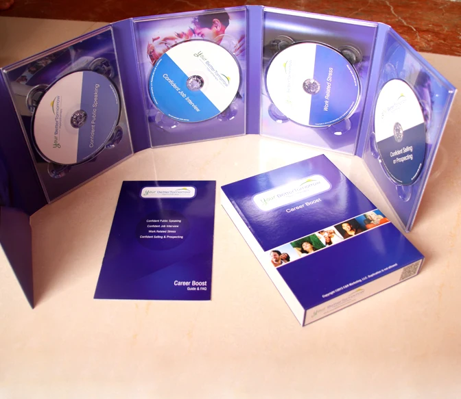 large double black and clear cd try 4-CD digipak cd disk replication and printing