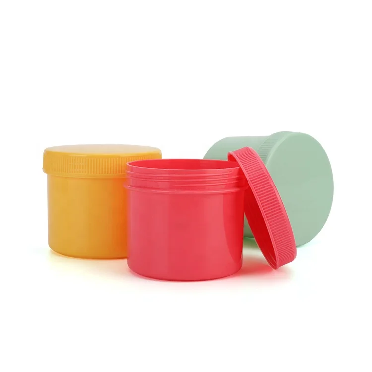 PP Plastic Body Scrub Jar Container 200ml PET Base Packaging Jars for Body Butter Face Cream Eye Cream with White Lids Cosmetics