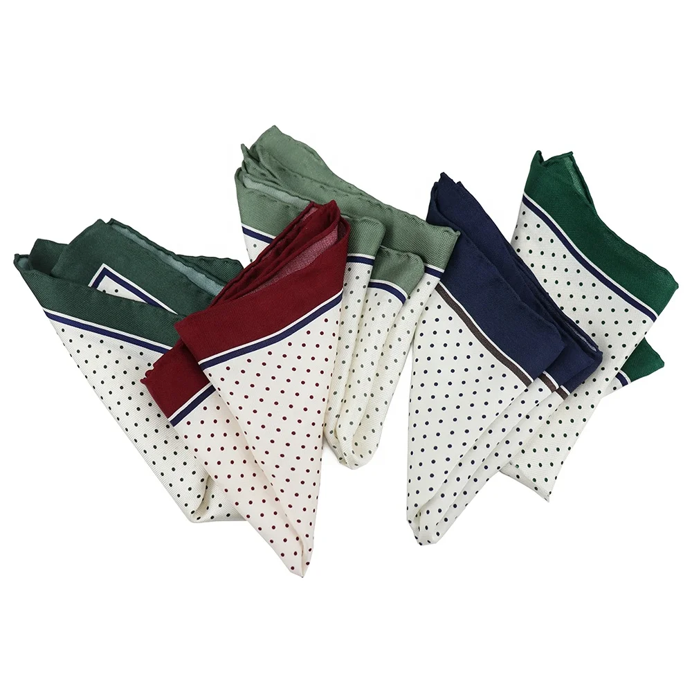 Elegant All Over Dotted Pattern Multicolor Optional Handmade Handkerchief Custom Silk Printed Pocket Square