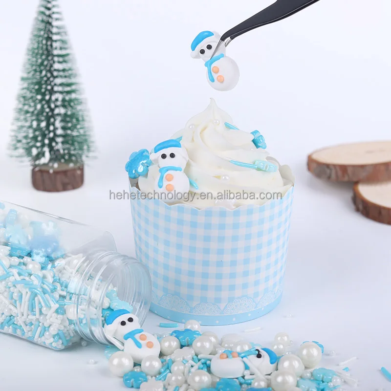 Fashion Bottled Blue Snowman Royal Icing Christmas Sprinkles Mixes Biscuit Cake Decoration Edible Cake Topper