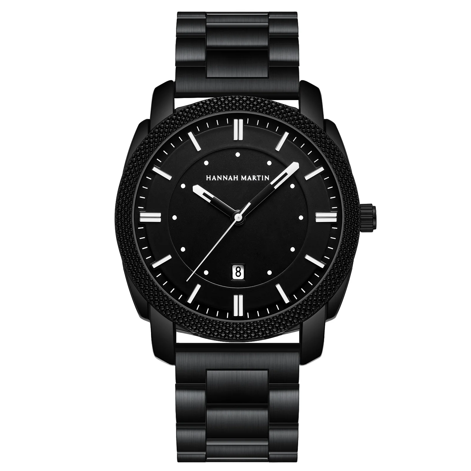 GZ 2024 HM-1451 Timing Three Needle Luminous Display Scale Texture Calendar Black Japan Movt Quartz Watch Stainless Steel Back