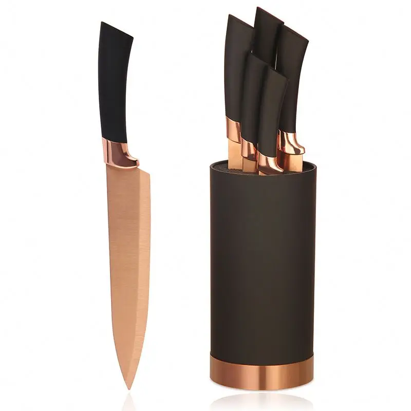 New arrival products titanium gold coating blade kitchen knife kitchen knife set