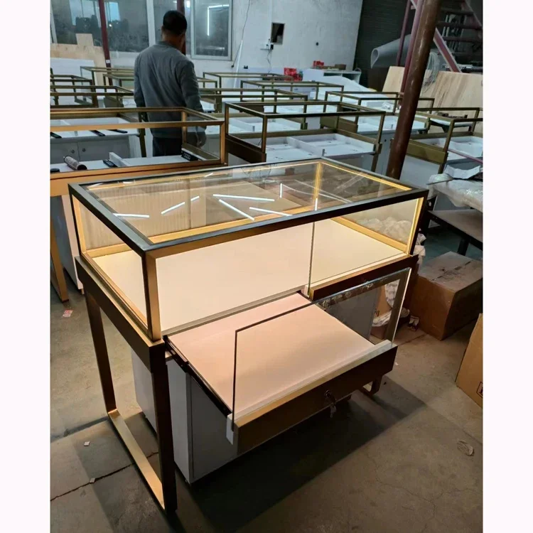 Luxury Jewelry glass showcase display showcase display cabinet for jewelry necklace earrings