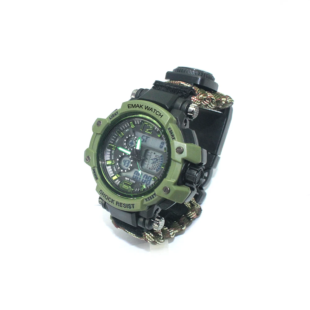 Men Women Multi-function Paracord Survival Sports Watches Outdoor Camping Rescue Emergency Rope Bracelets Sport Watches For Men