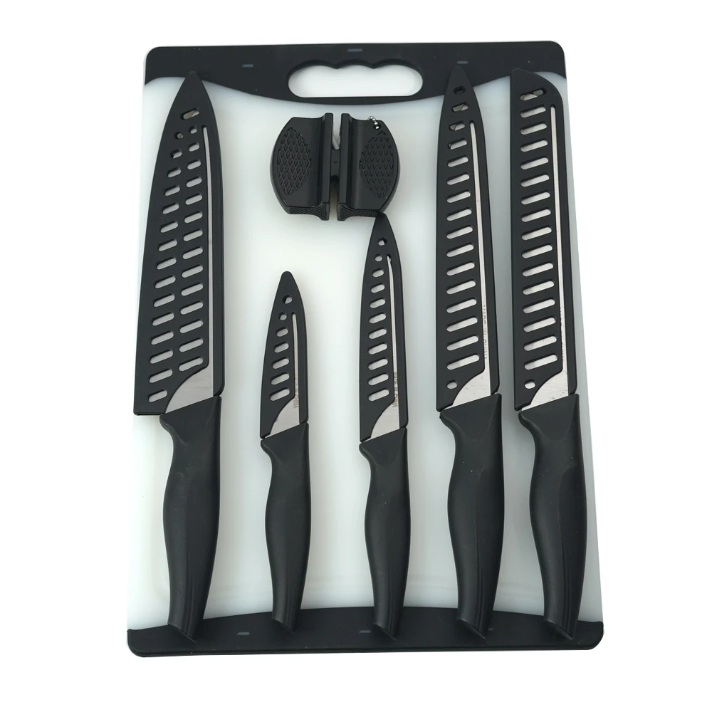 JOYWAVE New design hot sale PP plastic cutting chopping board with knife set Knife sharpener