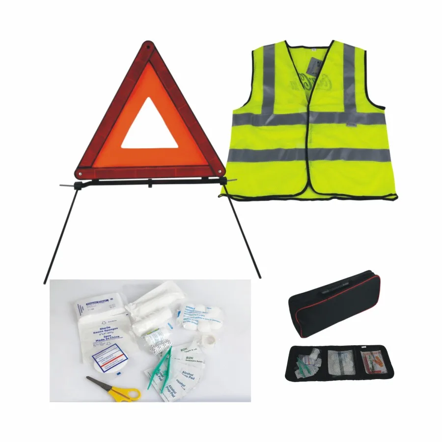 Wholesale 3in1 Car Reflective Vest Warning Triangle Emergency Travel Kit