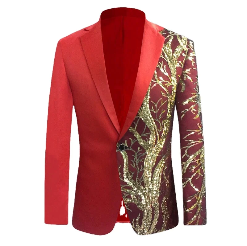 Men Single Button Mens Party Suit Jacket Casual Slim Fit Stage Dance Singer Costume Blazer