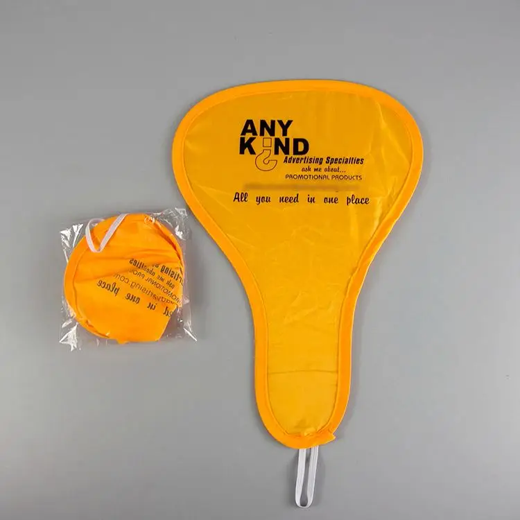 Custom Fabric Nylon T Shape Fabric Folding Collapsible Fold Up Pocket Foldable Fan with Pouch