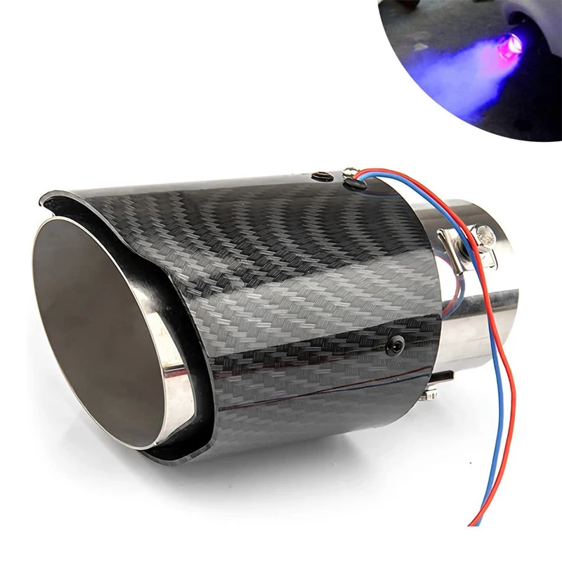 Racing Red Blue Flame Led Exhaust Muffler Tip Carbon Fiber Racing Automobile Car Tail Pipe Light