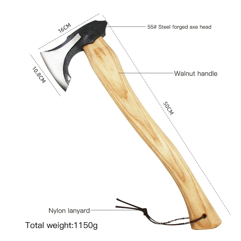 Hot Sale Shock Absorbing Anti-Slip Walnut Wood Handle Splitter Maul Pick Hatchet Survival Ax Camping Tactical Viking Axe