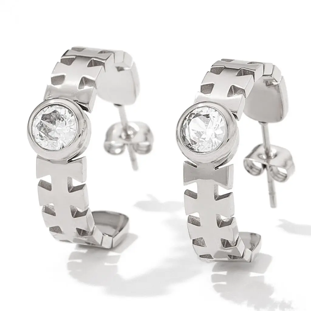 Hot Selling Stainless Steel Fish Bone Earrings Retro Court Style Color Natural Healing Stone Elegant Earrings For Women Girls