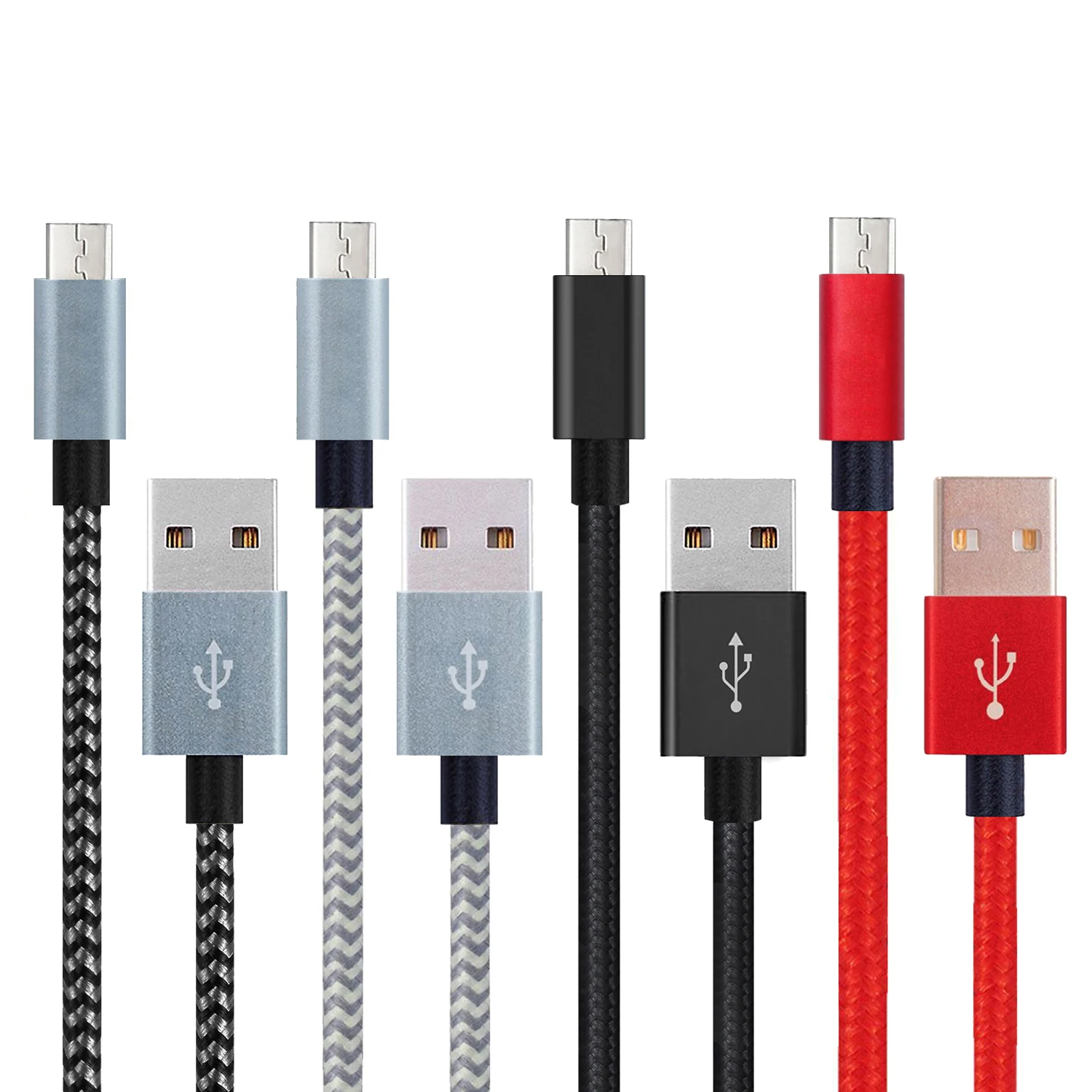 USB to Micro V8 5 PIN data Cable nylon braided Fast Charging USB Cable phone Charger Cable 3ft 6ft 10ft customized