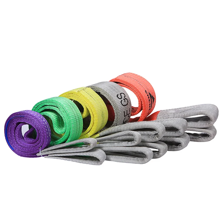 2 3 5 10T Weaving Certificate heavy duty 100% Polyester Webbing Sling 500kg 15 20 30 40 50 Ton Lifting Sling Blet Flat