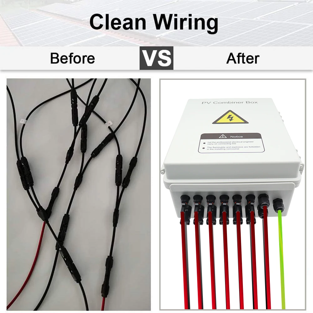 1000V 2 4 6 8 10 12 16 String Solar Combiner Box Plastic Shell IP65 IP66 PV Combiner Box for Solar Panel