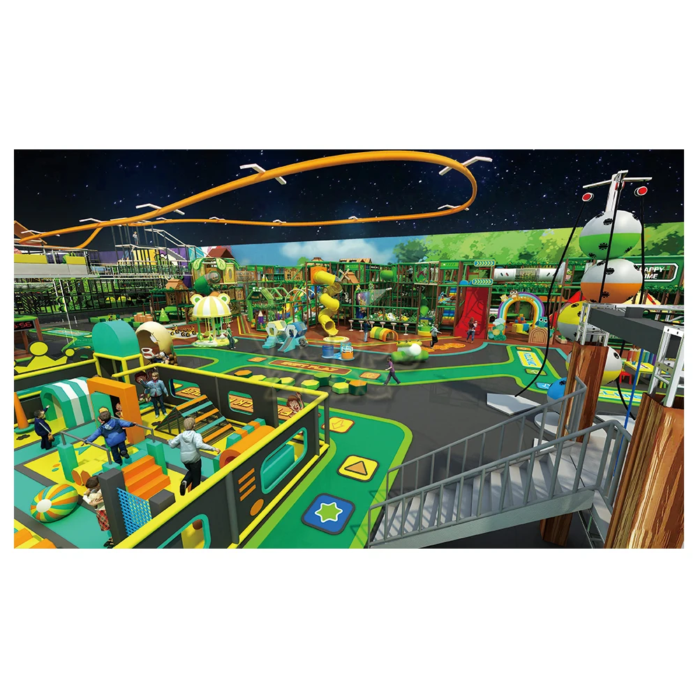 Customized commercial large Jungle theme Kids Amusement park indoor playground jungle gym with play structure, adventure games