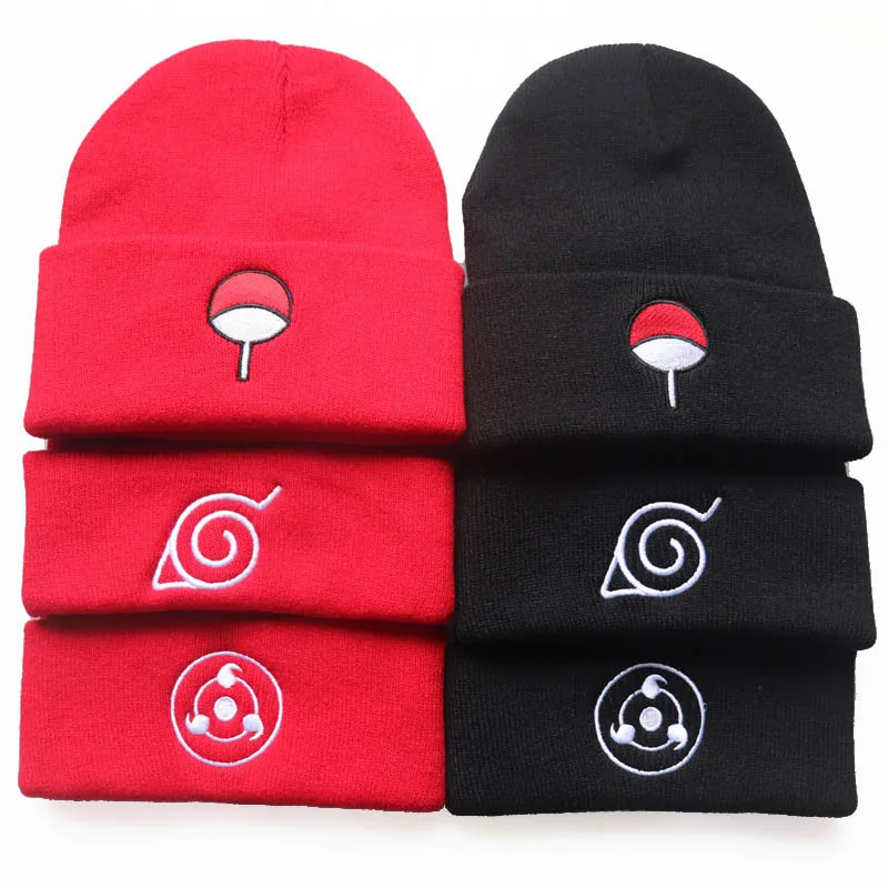 Fitspi Beanies Women Autumn Winter Warm Hat Anime Akatsuki Cosplay Embroidery Caps Men Knitted Bonnet Unisex Dropshipping