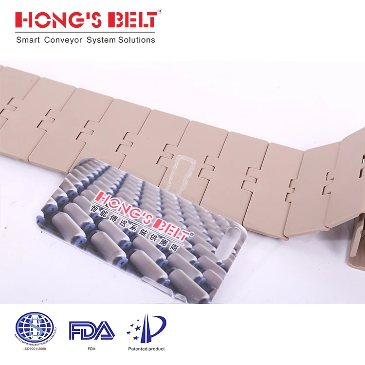 HONGSBELT HS-820-K400 beverage bottle  industry plastic chains belt straight line 4inch width straight running conveyor belt