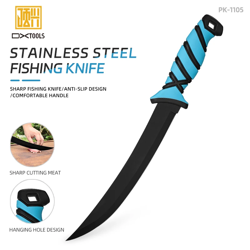 Fishing Fillet Knife 7inch Multifunctional Stainless Steel Bait Knife with Non-Slip Grip Handle,  Lanyard Hole
