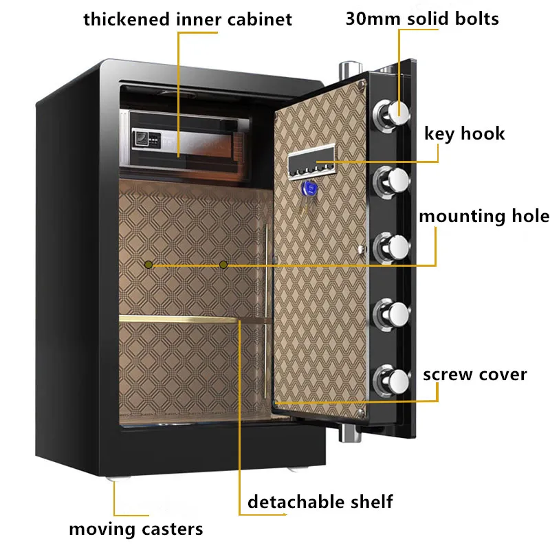 Home Office Digital Fingerprint Locker Safe with Key Lock Fireproof Steel Book Safe for Secure Usage