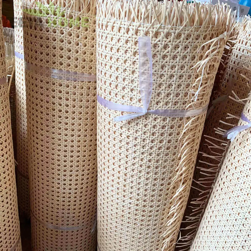 YEEYAHOME Natural Rattan Semi-Bleached Hexagon Hole Open Weave Rattan Cane Wicker Webbing Roll for Home Decoration