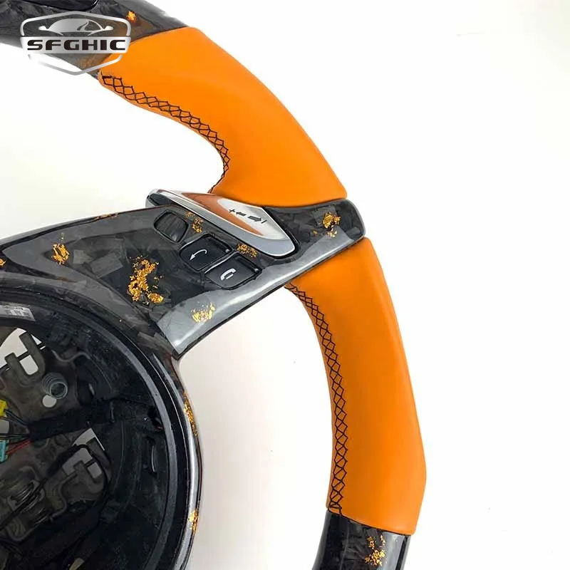 Customized Steering Wheel For Porsche 718 911 Panamera Cayenne Cayman Yellow Forged Carbon Fiber Steering Wheel