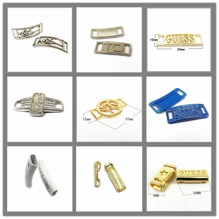 Wholesale Custom Engraving Logo Metal Logo Shoe Laces Lock Sneaker Shoelace Tag Decorations Shoelace Charm