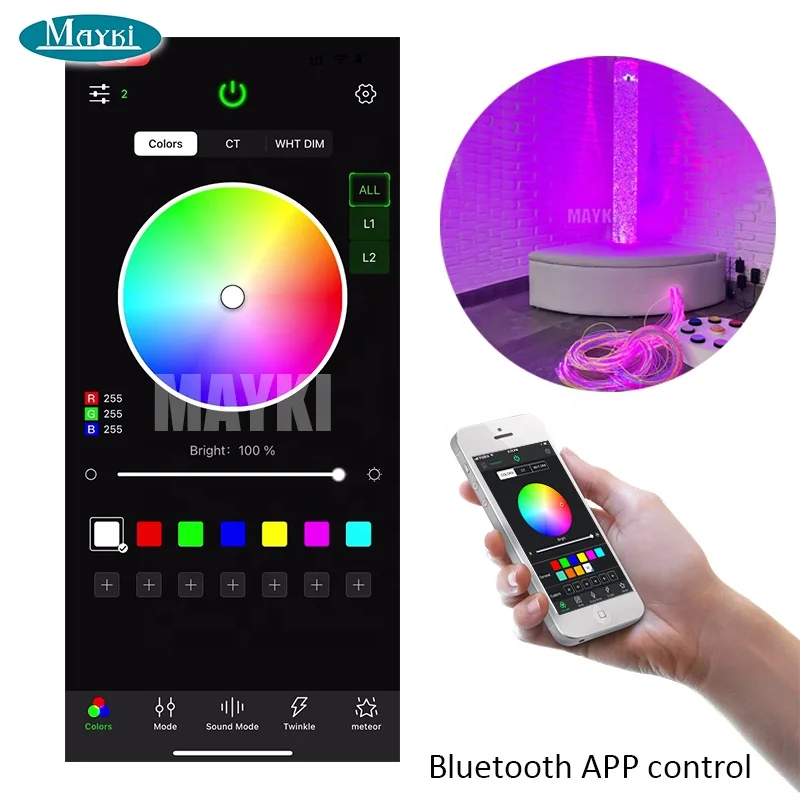 indoor decoration led color changing water bubble column app control sensory bubble tube lights