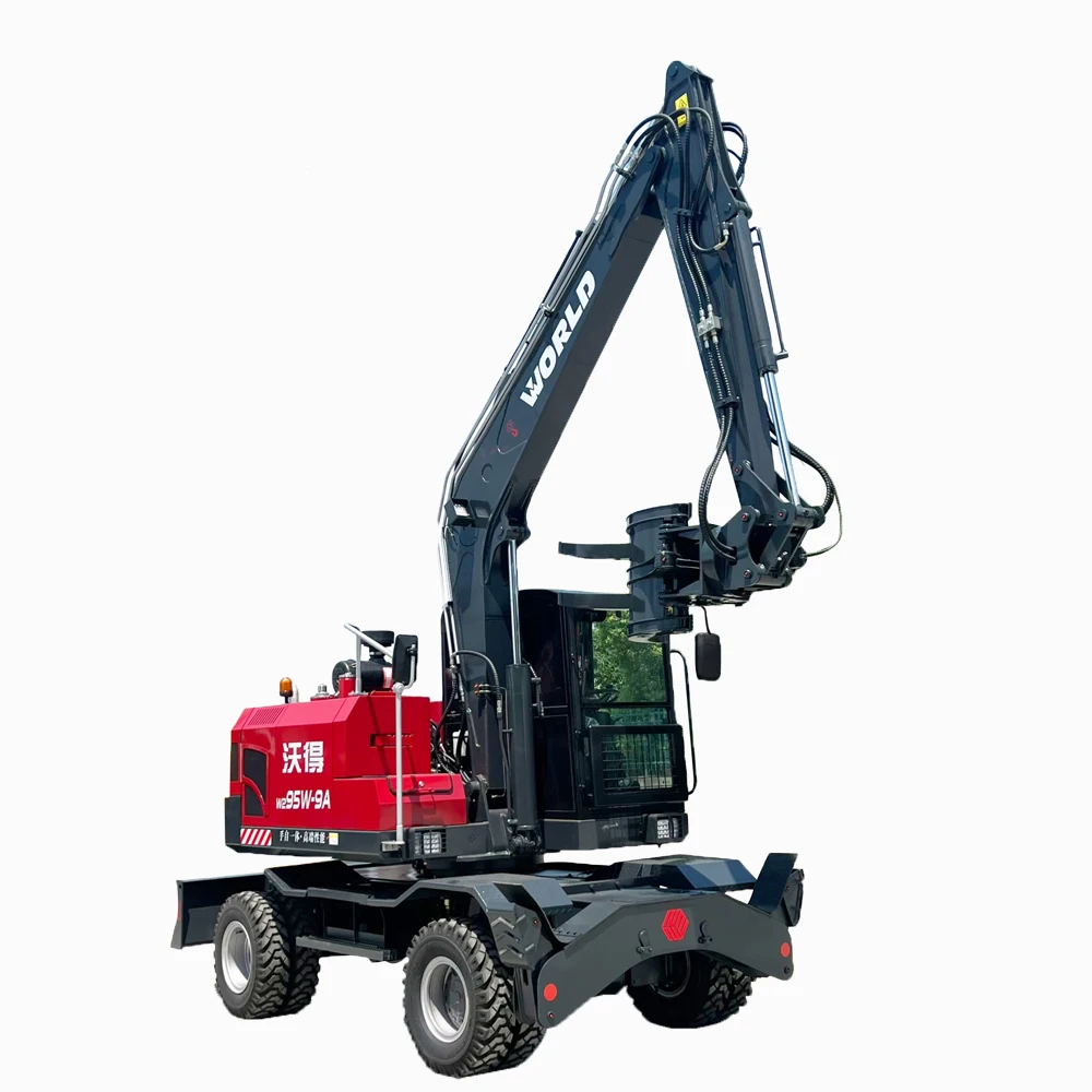 World Brand new W295W-9 hydraulic small wheel excavator crawler loader excavator 9.5 tons wheeled excavator
