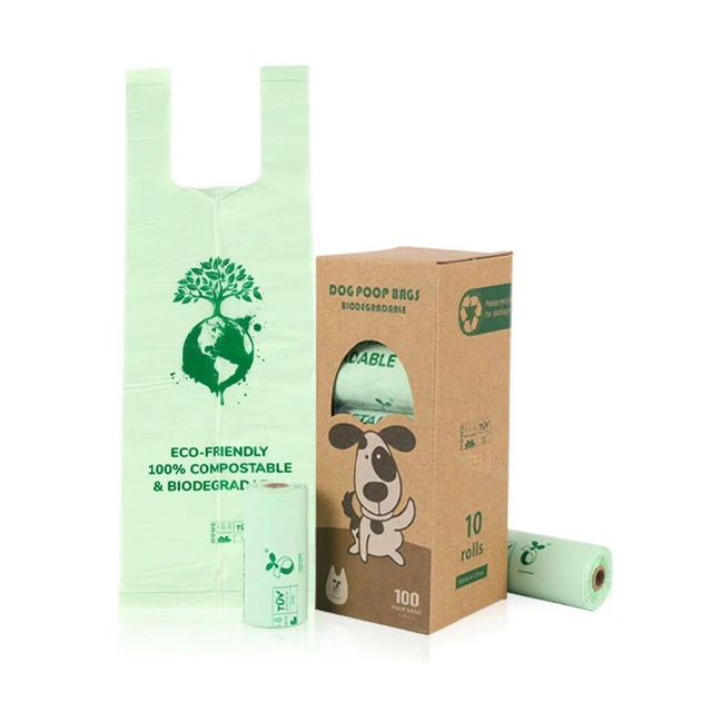 Изготовленные на заказ кукурузные крахмалы на основе 100% экологически чистые биоразлагаемые пакеты для собак с ручкой