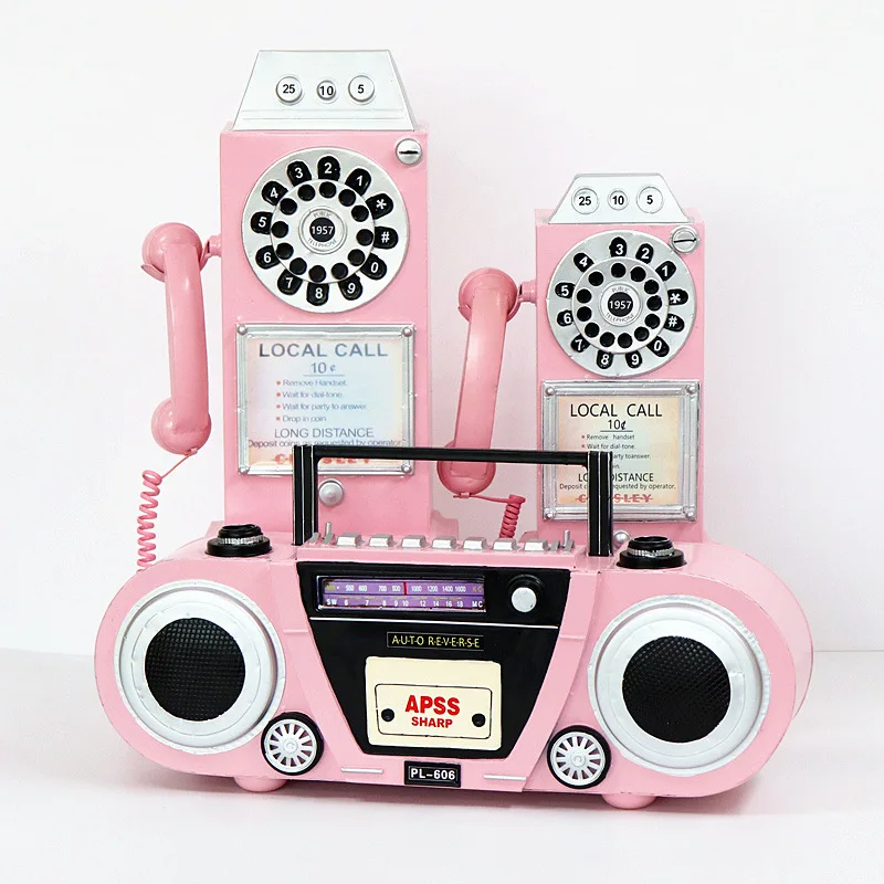 Retro Desktop Decor Phone Bank Figurines European Style Model Antique Fashion Money Boxes Crafts