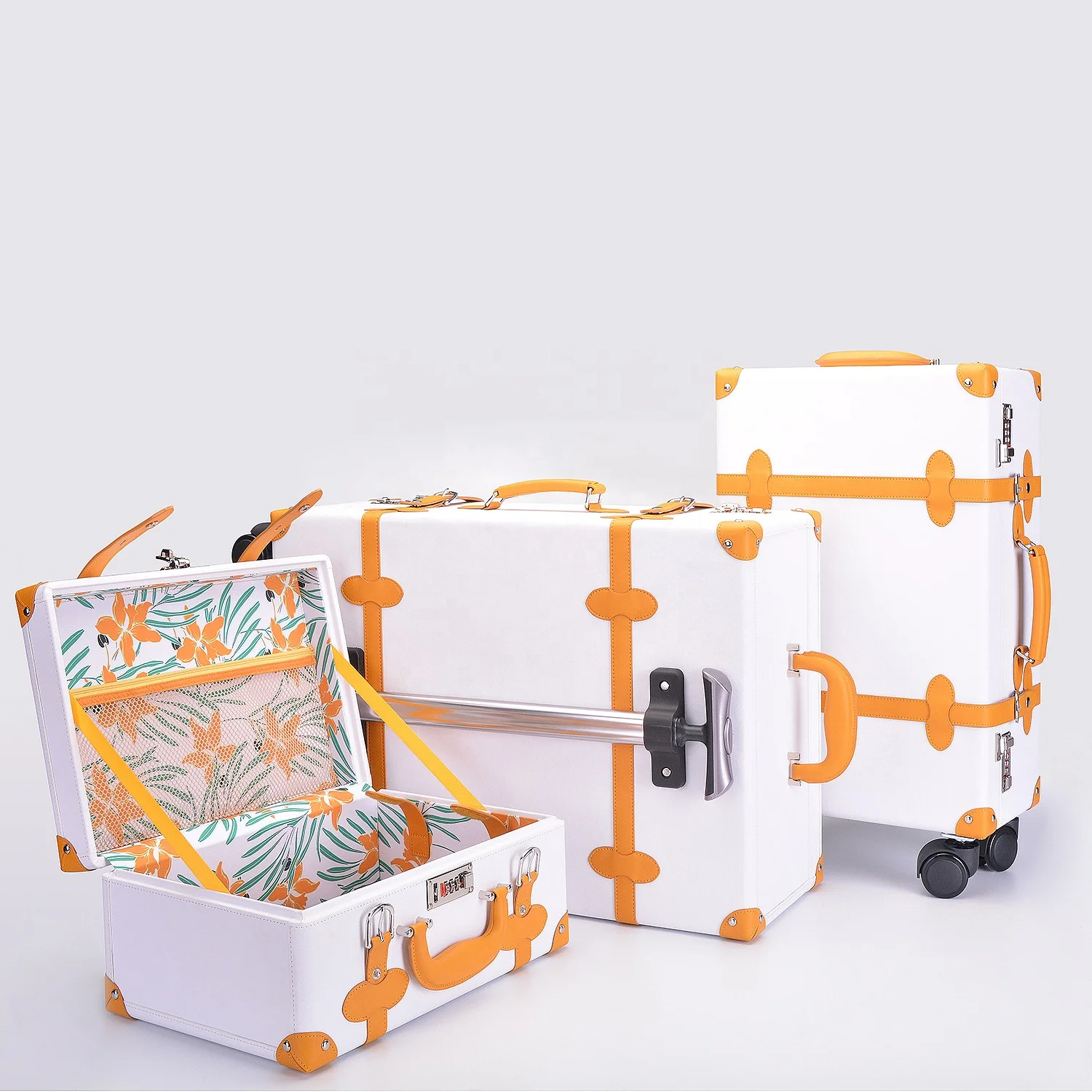 High-End Luxury Custom PU Leather Paper Cardboard Suitcase Box Vintage Hard Travel Jewelry Luggage Trunk