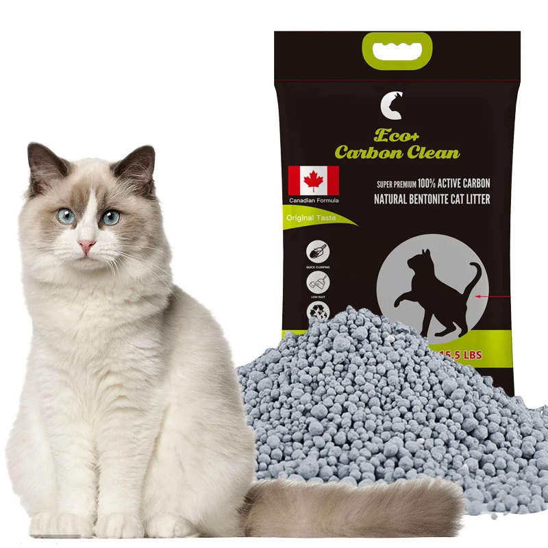 OEM ODM Cat sand 4kg 8kg 20kg 25kg Fast Caking Super Deodorizing Activated Carbon Bentonite Ball Pattern