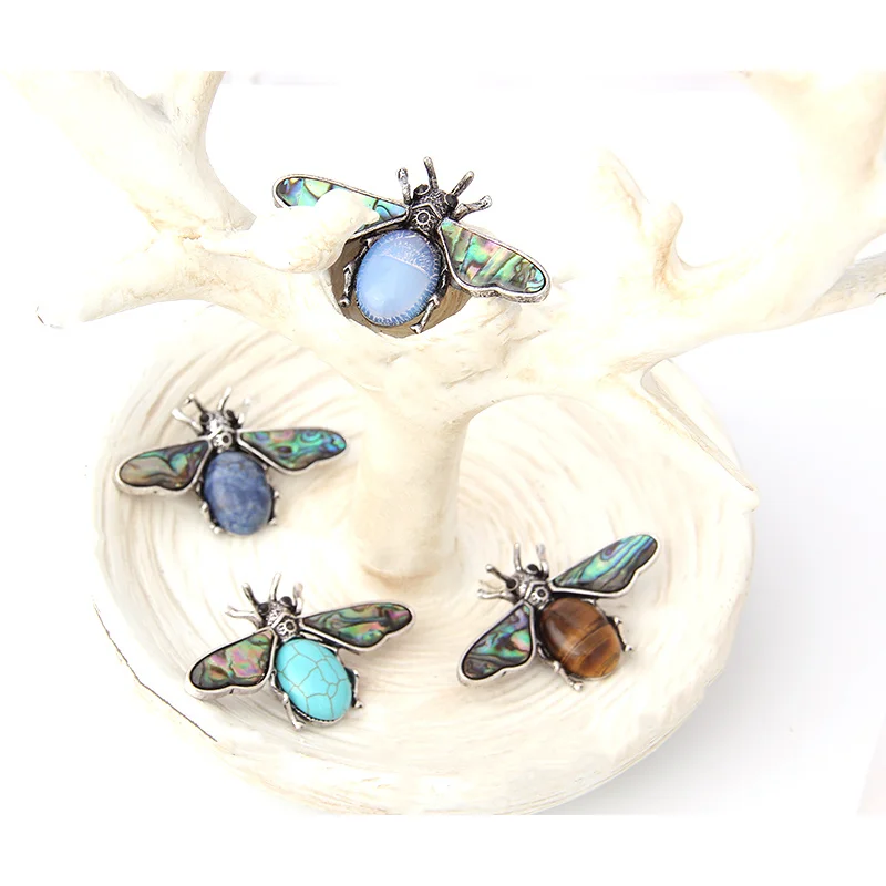 V&R Fashion jewelry custom  silver brooch pin cute insect shape with resin wing vintage design for women bee brooch pin