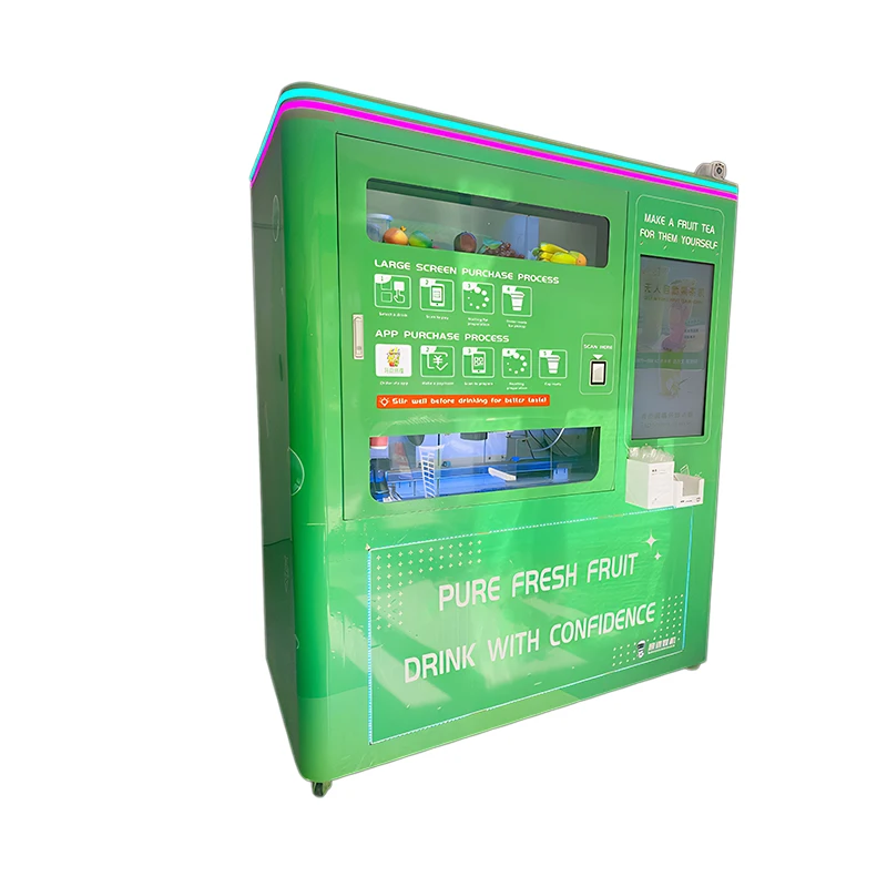 24 Hour Robotics Arm Smart Milk Bubble Tea Coffee Vending Machine For Malls Supermarkets School