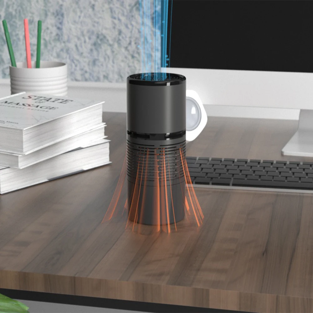 Household OEM portable desktop PM2.5 air cleaner with usb cable charging  mini car air purifier with true hepa filter