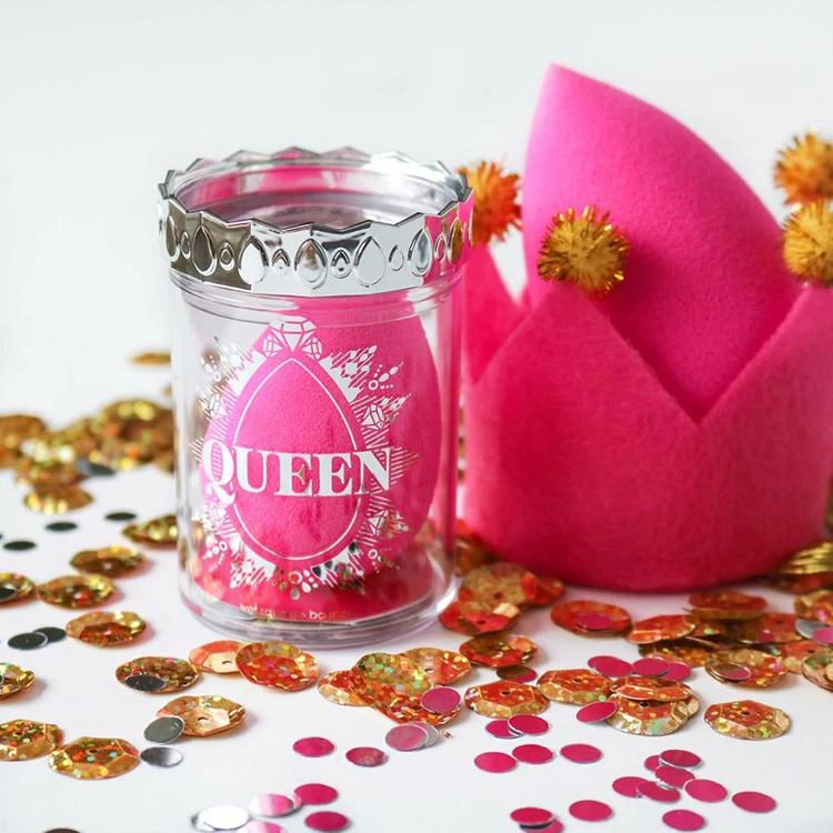 
Queen Cylinder Box Cosmetics Beauty Sponge Blender Latex-Free and Vegan Makeup Sponge - for Powder Cream or Liquid Application 