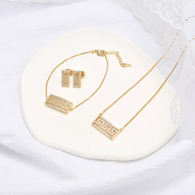 China Manufacturer High Quality Warmly Welcomed Engagement Habesha Wedding Jewelry Set Gold