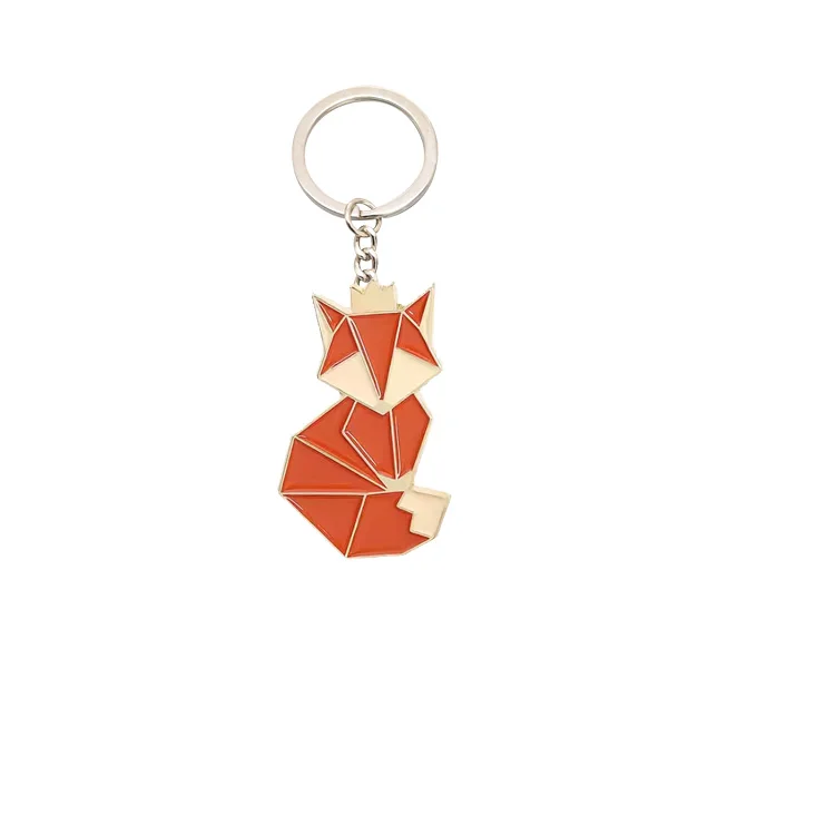 Factory Customized Enamel Cute Animals Paper Folding Keychain Llavero Custom Fox Panda Rabbit Horse Keychains Keyring Key