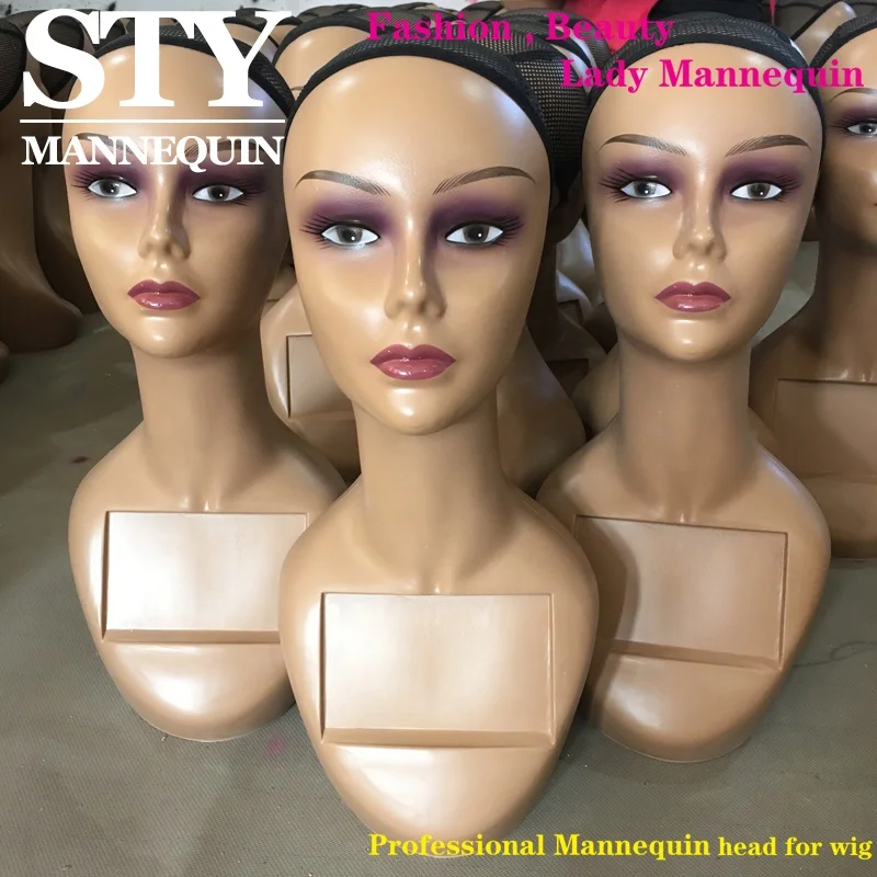 black wig mannequin heads black woman wig mannequin realistic makeup mannequin head Purple lips