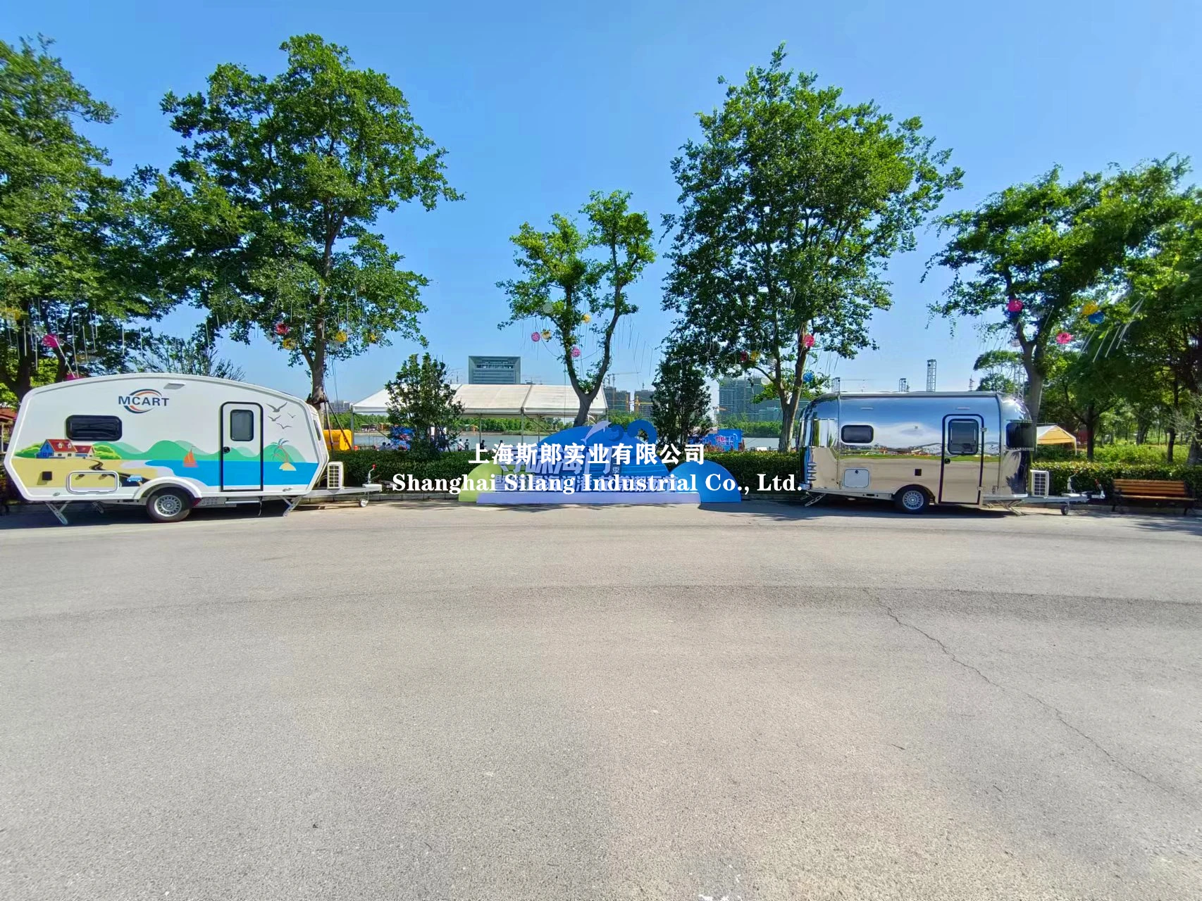 European Community standard camp park trailer travel trailer, family camping trailer