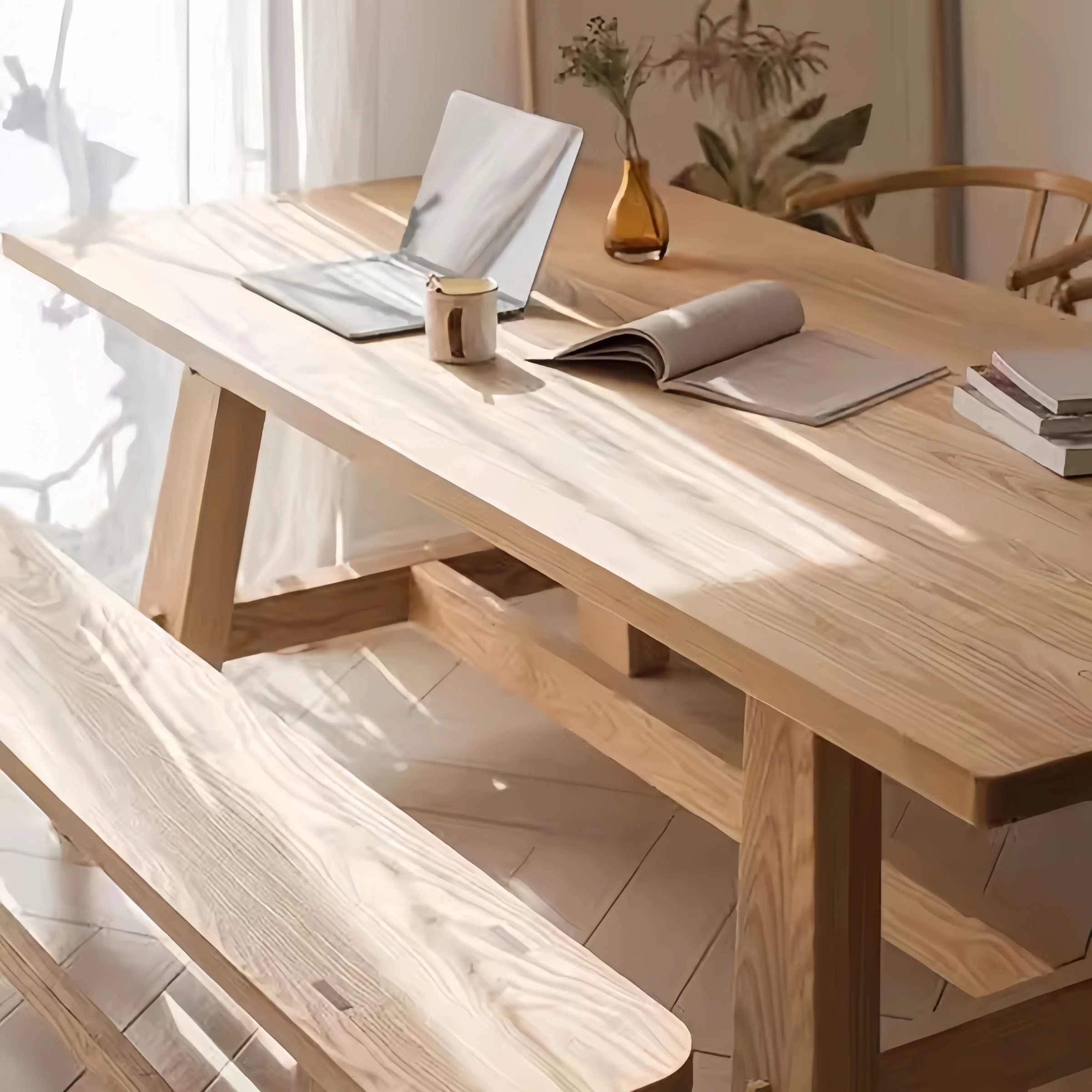 new design modern style live edge household Water-based paint Wood slab pine solid wood Office wooden kitchen dining tables