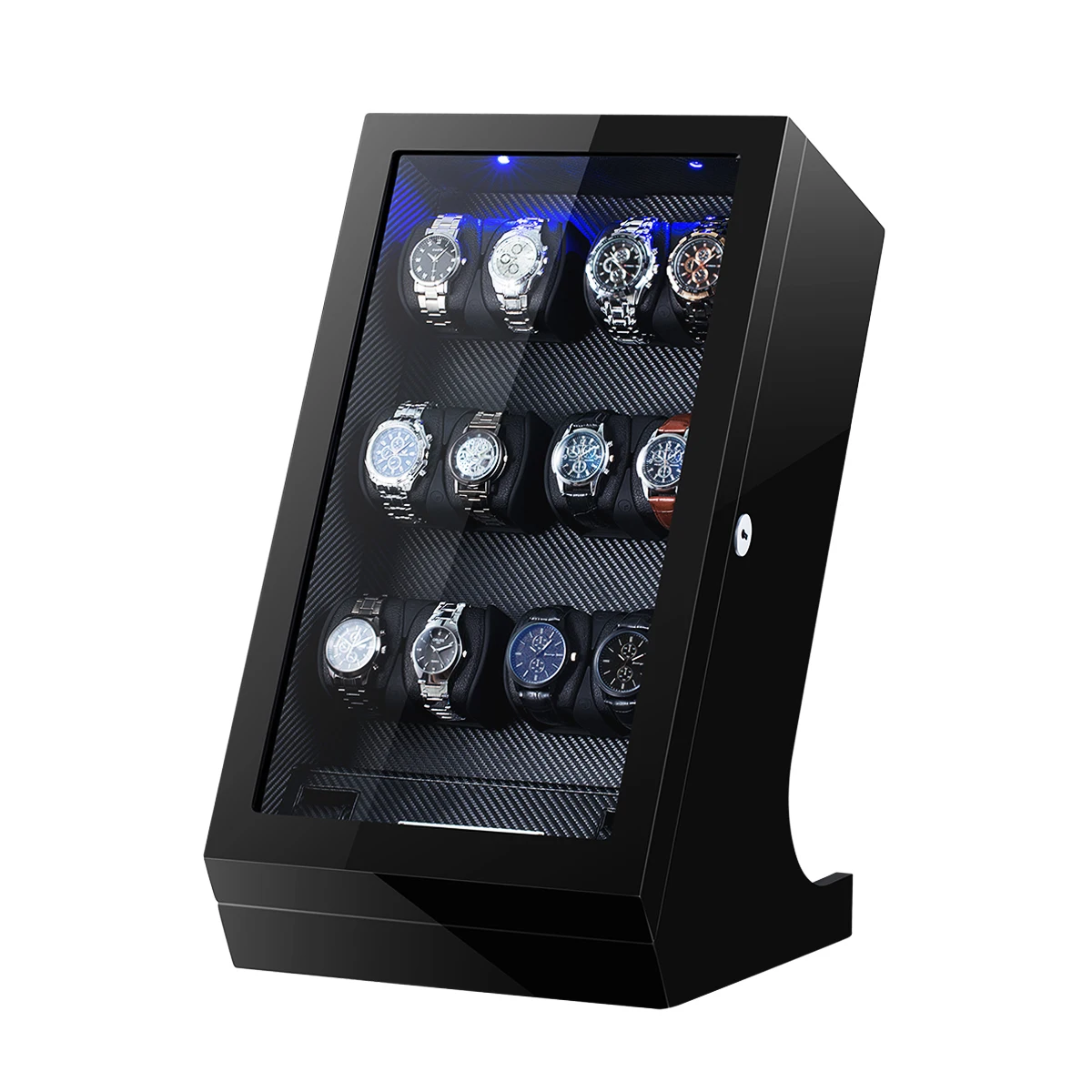 Luxury Watch Winder Safe Box touch screen display 12 watch box with 2 watches storage