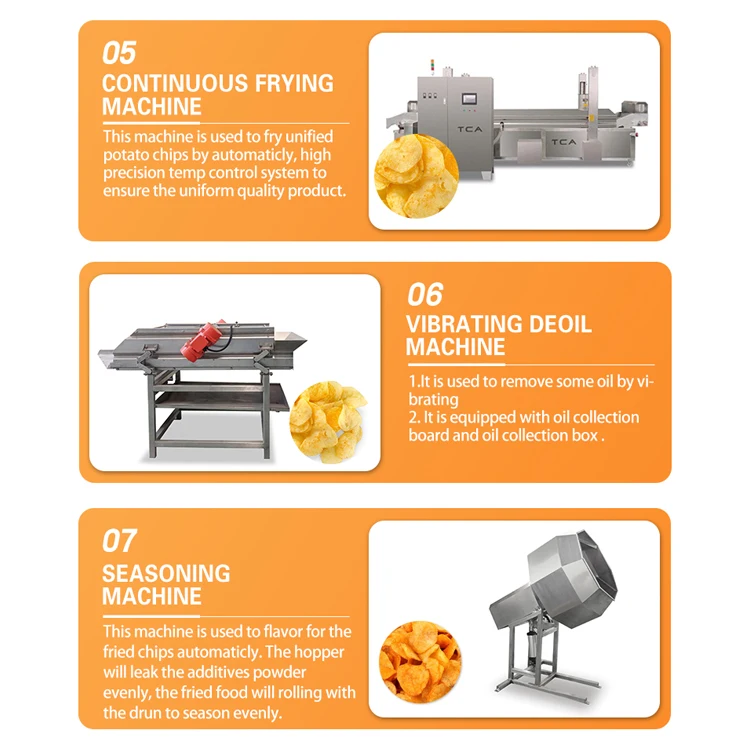 TCA 50kg 100kg 300kg potato chips production line welly   chips making machine automatic