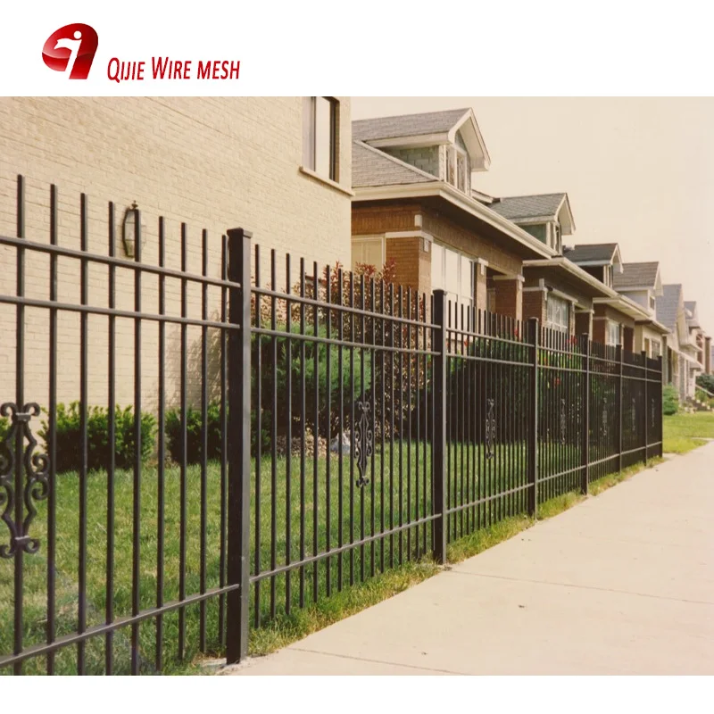Steel Boundary Farm Wall Fencing Panels 8FT Galvanized Powder Coated Black Wrought Iron Fence