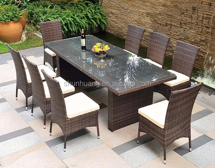 Garden sets supplies 9 pc square outdoor dining table set outside rattan dining event furniture for the garden