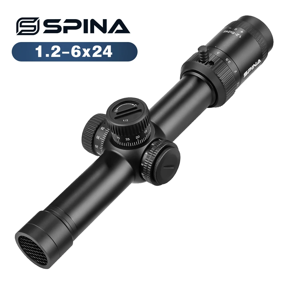 SPINA 1.2-6X24 IR FFP Compact Red Green Illuminated Reticle Scope Quick Aim Lock Turret for Tactical Outdoor Hunting